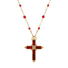 Symbols Of Faith Cross Crystal Pendant Beaded Chain Necklace 30"