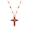 Cross Crystal Pendant Beaded Chain Necklace 30