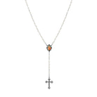 Symbols Of Faith Mary & Child Crucifix Faux Pearl Rosary Pendant Necklace 22"