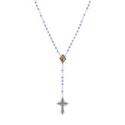 Symbols Of Faith Our Lady of Guadalupe & Cross Sapphire Blue Glass Beaded Rosary