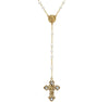Symbols Of Faith Light Sapphire Channel Crystal Faux Pearl Chain Rosary
