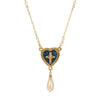 Symbols of Faith Blue Enamel Heart Cross and Pearl Drop Necklace 16