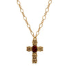 Symbols Of Faith Garnet Red Crystal Floral Cross Pendant Necklace 28