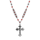 Symbols Of Faith Red Crystal Ornate Black Cross Pendant Necklace 16" + 3" Extension