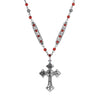 Symbols Of Faith Red Crystal Ornate Black Cross Pendant Necklace 16