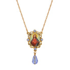 Symbols Of Faith Jesus Sacred Heart Sapphire Blue Crystal Drop Pendant Necklace 18"