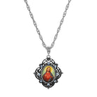 Symbols Of Faith Jesus Sacred Heart Blue Crystal Pendant Necklace 18"