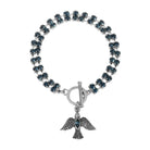 Symbols Of Faith Rhinestone Dove Charm With Crystal Toggle Bracelet