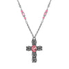 Garnet Red Crystal Floral Cross Pendant Necklace 28