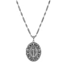 Symbols Of Faith Oval Virgin Mary Photo Locket Necklace 28"