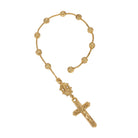 Symbols of Faith Gold Rose Beaded Mary & Crucifix Rosary