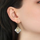 Symbols Of Faith Mother Of Pearl Miraculous Medal Drop Earrings