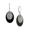 Symbols Of Faith Oval Black Stone Miraculous Medal Drop Earrings