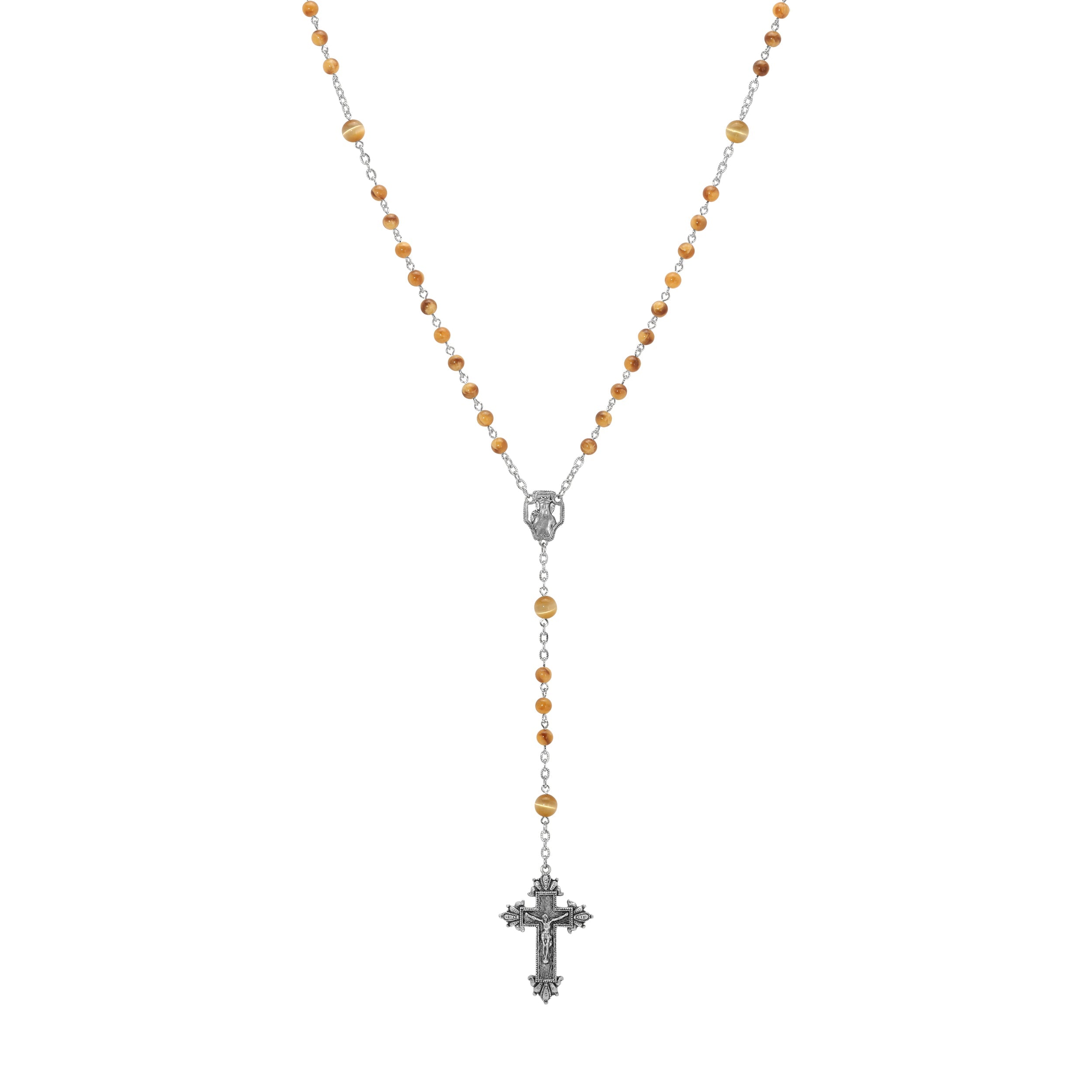 Symbols Of Faith Beaded Crucifix Rosary Necklace
