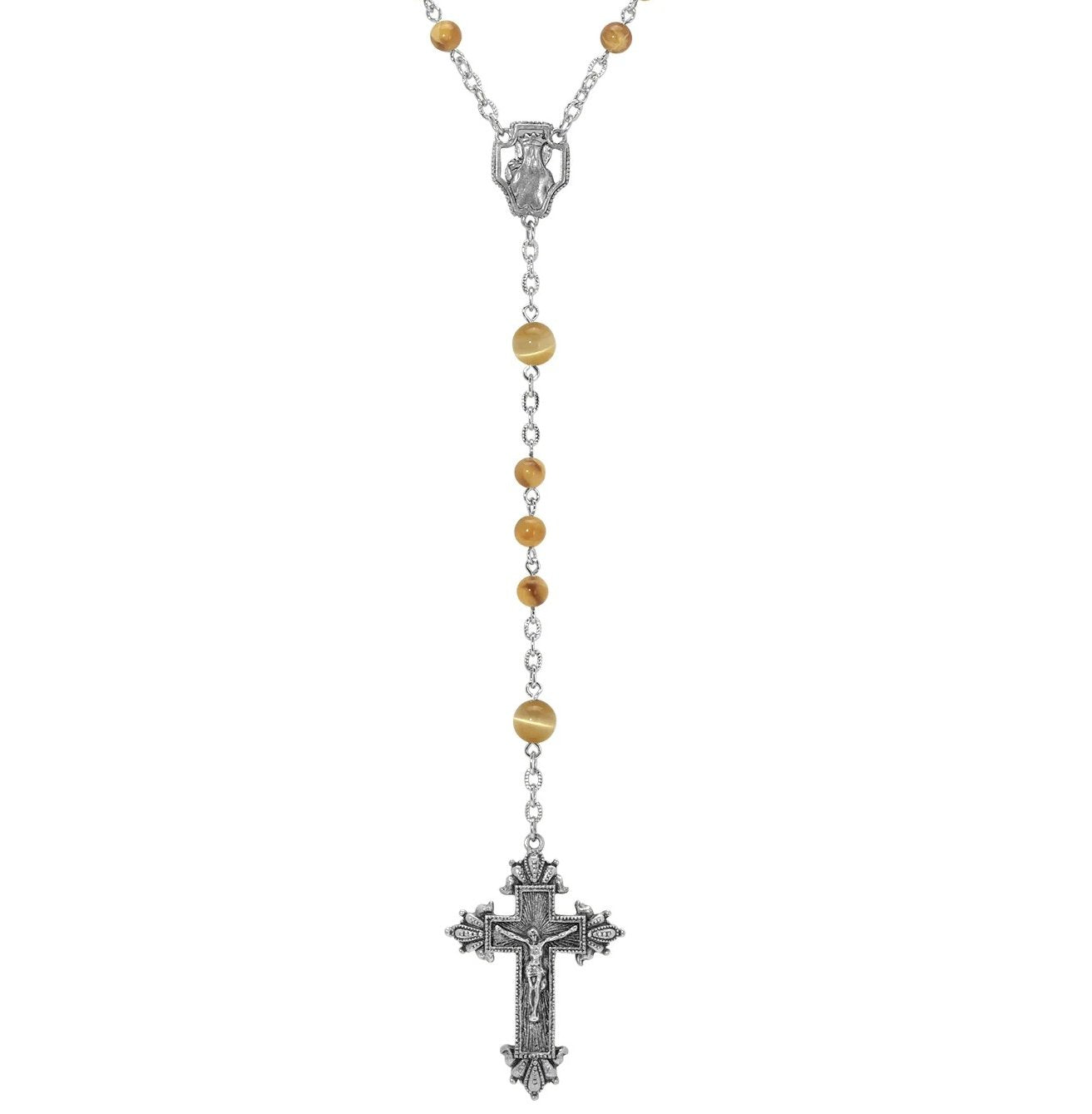 Symbols Of Faith Beaded Crucifix Rosary Necklace