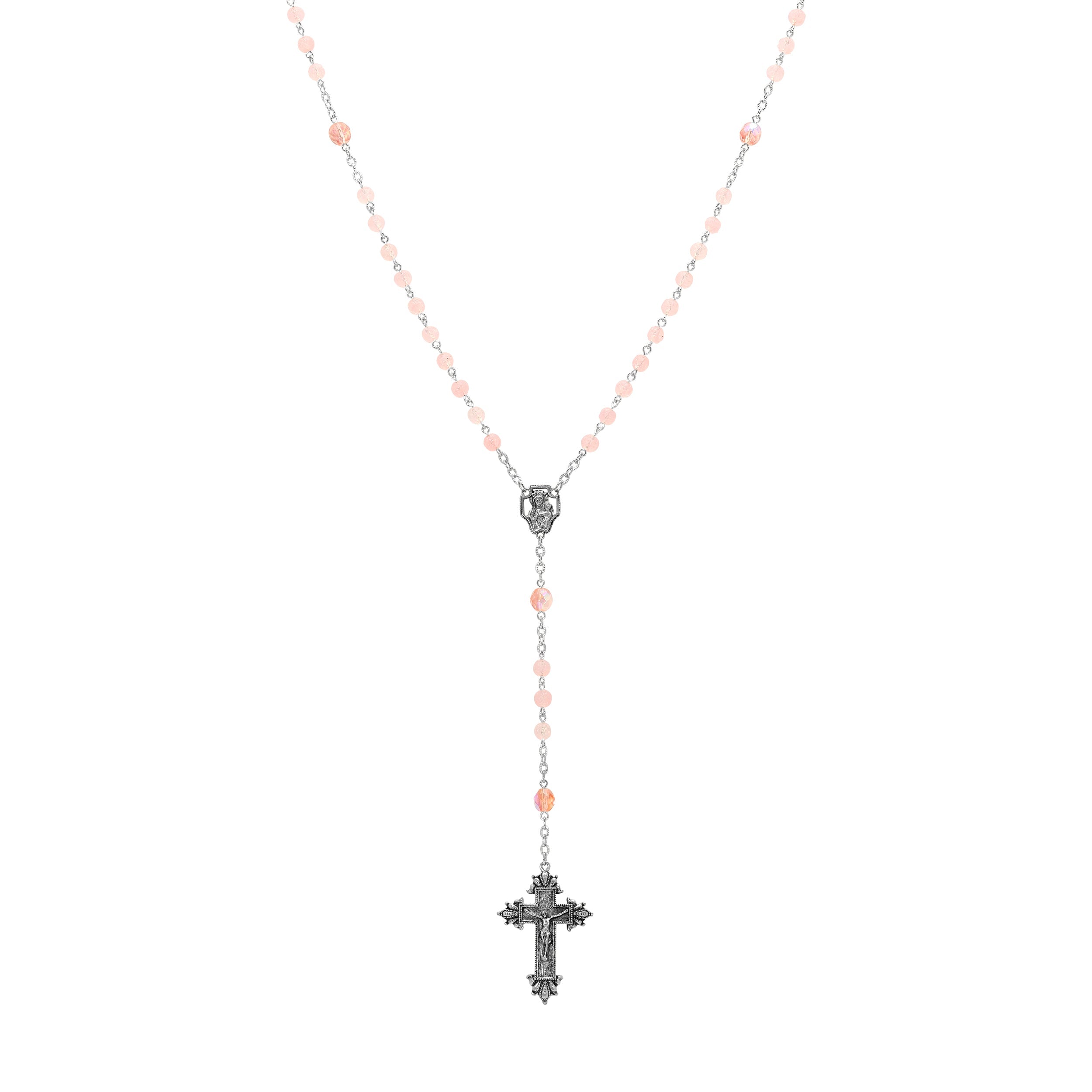 Symbols Of Faith Beaded Crucifix Rosary Necklace