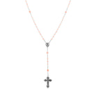 Silver & Fire Polished Pink Beaded Crucifix Rosary