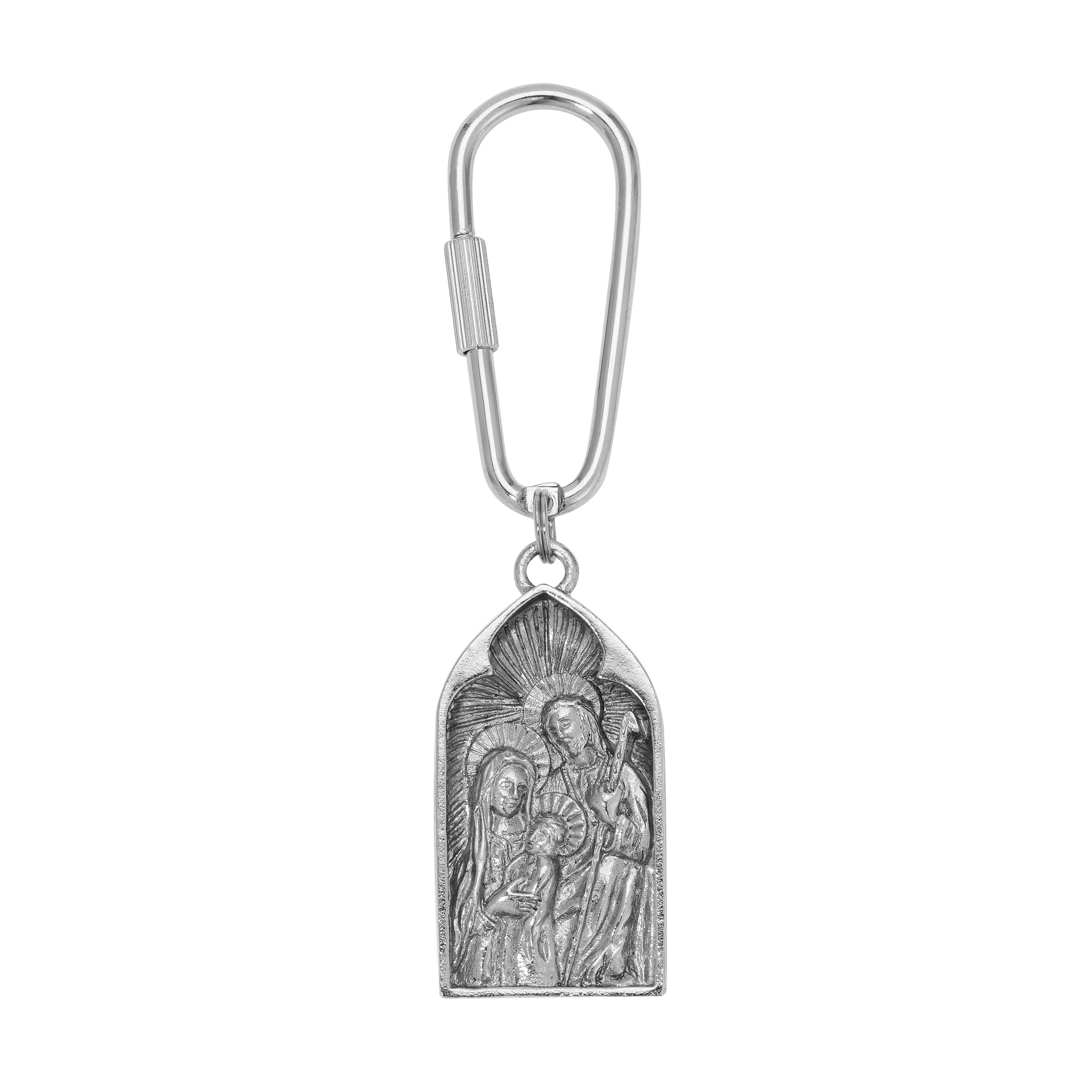 Silver Holy Family Key Chain