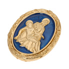 Sapphire Enamel Mary & Jesus Oval Pin
