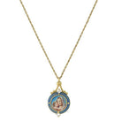 Symbols Of Faith Blue Enamel Mary And Child Pendant Necklace 16" + 3" Extender