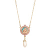 Symbols Of Faith Pink & Faux Pearl Drop Pendant Madonna and Child Necklace 16