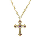 Symbols Of Faith Crystal Large Cross Pendant Necklace 28" Adjustable