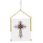 Symbols Of Faith Glass Vintage Style Filigree & Crystal Cross Christmas Tree Ornament