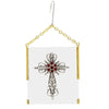 Symbols Of Faith Glass Vintage Style Filigree & Crystal Cross Christmas Tree Ornament