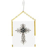 Symbols Of Faith Glass Vintage Style Filigree & Crystal Cross Christmas Tree Ornament