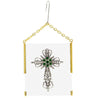 Symbols Of Faith Glass Vintage Style Filigree & Crystal Cross Christmas Tree Ornament