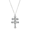 Symbols Of Faith Crystal and Faux Pearl Double Cross 30 Pendant Necklace
