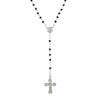 Symbols Of Faith Crucifix & Mother Mary Jet Black Glass Rosary Prayer Beads