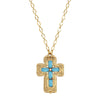Symbols Of Faith Glass Stone Faux Pearl Cross Reliquary Pendant Necklace 32