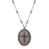 Symbols Of Faith Oval Gemstone & Budded Cross Pendant Necklace 18