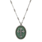 Symbols Of Faith Oval Gemstone & Budded Cross Pendant Necklace 18"