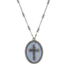 Symbols Of Faith Oval Gemstone & Budded Cross Pendant Necklace 18"