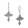 Symbols Of Faith Croce Elegante Light Sapphire Crystal Drop Earrings