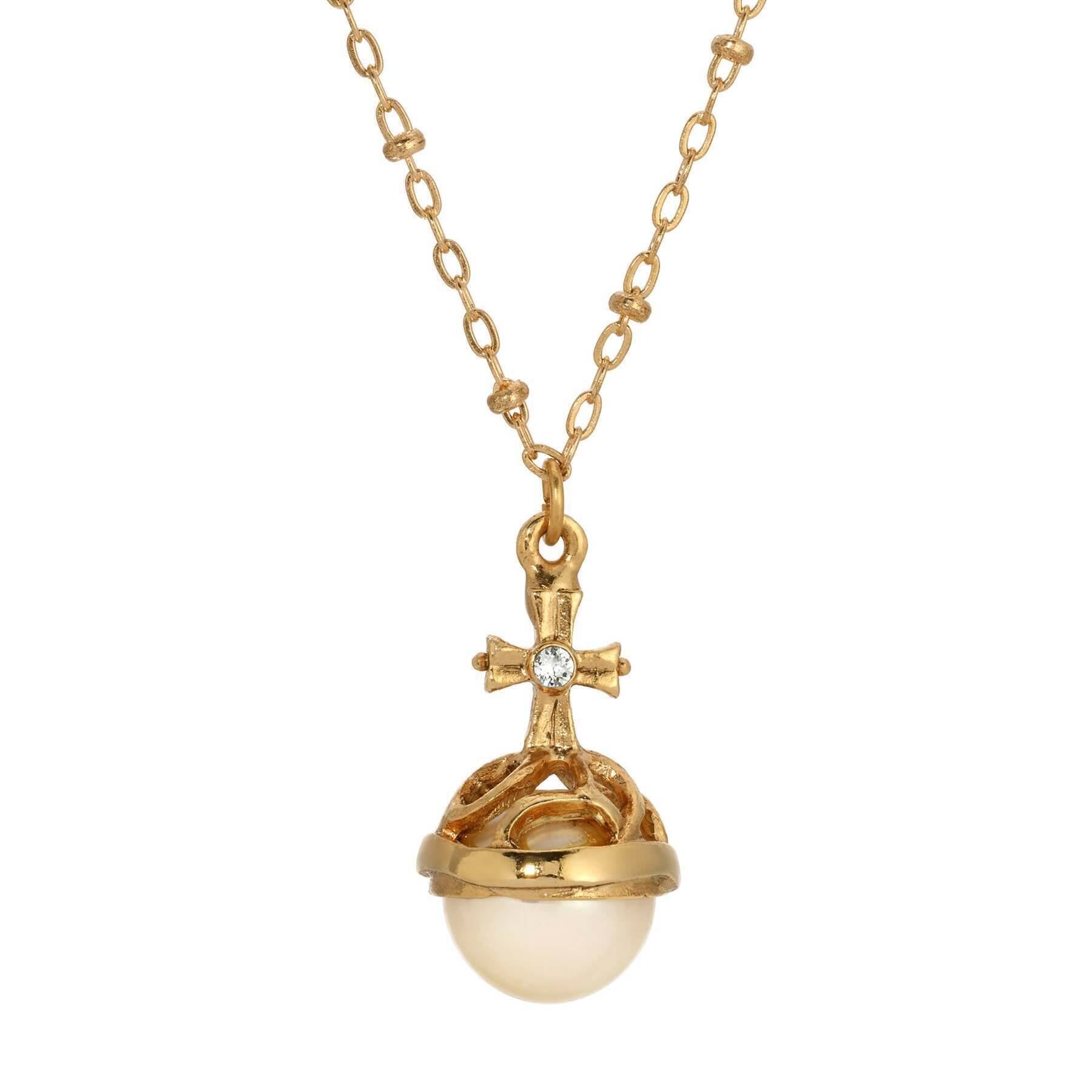 Symbols Of Faith Globus Cruciger Inspired Pendant Necklace 16"