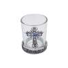 Symbols Of Faith Light Sapphire Blue Crystals Cross Glass Candle Holder With Tea Light LED