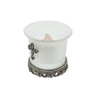 Symbols Of Faith Frosted Glass Crucifix Rose Base Candle Holder With Tea Light LED
