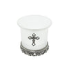 Symbols Of Faith Frosted Glass Crucifix Rose Base Candle Holder With Tea Light LED