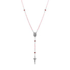 Symbols Of Faith Lady Of Guadalupe & Crucifix Amethyst & Pink Rose Crystal Beaded Rosary