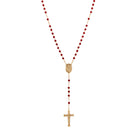 Symbols Of Faith Lady Of Guadalupe & Crucifix Siam Red Crystal Beaded Rosary