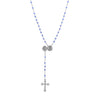 Symbols Of Faith Madonna and Child Round Locket Crucifix Light Sapphire Blue Rosary