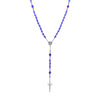 Symbols Of Faith Mary & Crucifix Sapphire Blue Glass Beaded Rosary