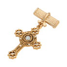 Symbols Of Faith Faux Pearl Cross Gold Bar Pin