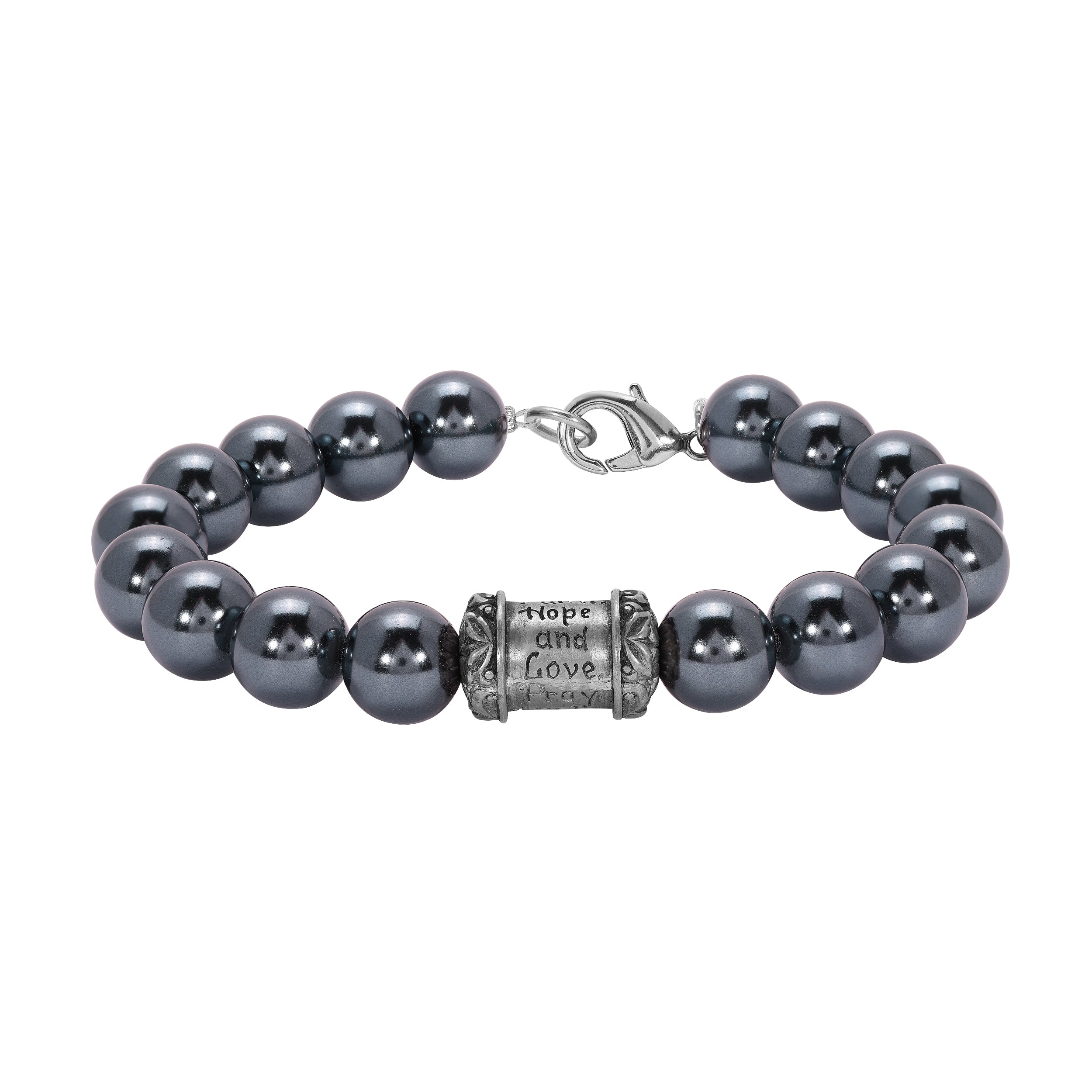 Symbols Of Faith Black Faux Pearl & Prayer Bead Bracelet
