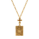 Symbols Of Faith Siam Red Crystal Cross & Holy Bible Pendant Locket Holy Family Necklace 28"