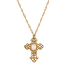 AB Glass Crystal Golden Cross Pendant Necklace 24"
