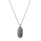 Blue Enamel Swing Open Pendant Enclosed Reliquary Crucifix Necklace 30"